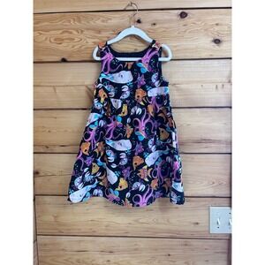 Handmade Girls Sea Creature Underwater Print Dress Black Octopus Whale Fish 12"
